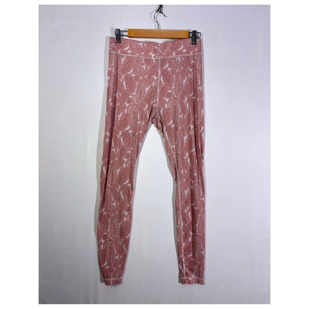 Boho Paisley Athleisure Lands End Active Leggings Womens Size S Pink White